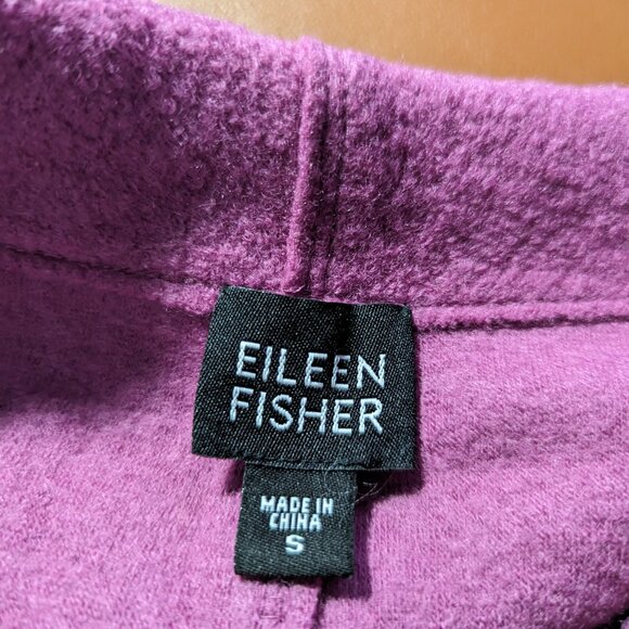 Eileen Fisher S Boiled Wool Blend Purple Blazer Jacket Sweater Cardigan Button - Picture 5 of 5